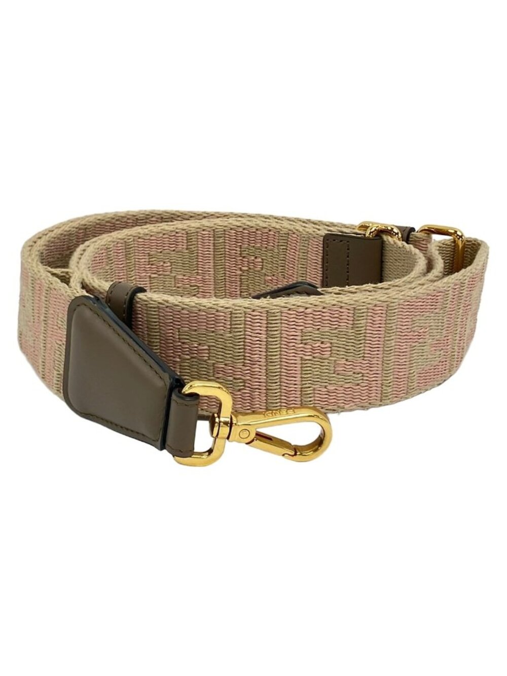 Fendi Shoulder Strap Beige Light Pink Dark Brown Zucca Pattern Leather